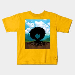 afro hair tree Kids T-Shirt